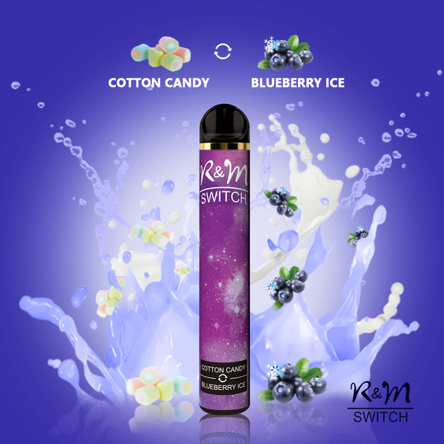 Commutateur R & M (Double Saveurs) 2000 Puffs 6% Dispositif jetable à la nicotine Vape | Coton Candy / Blueberry Ice