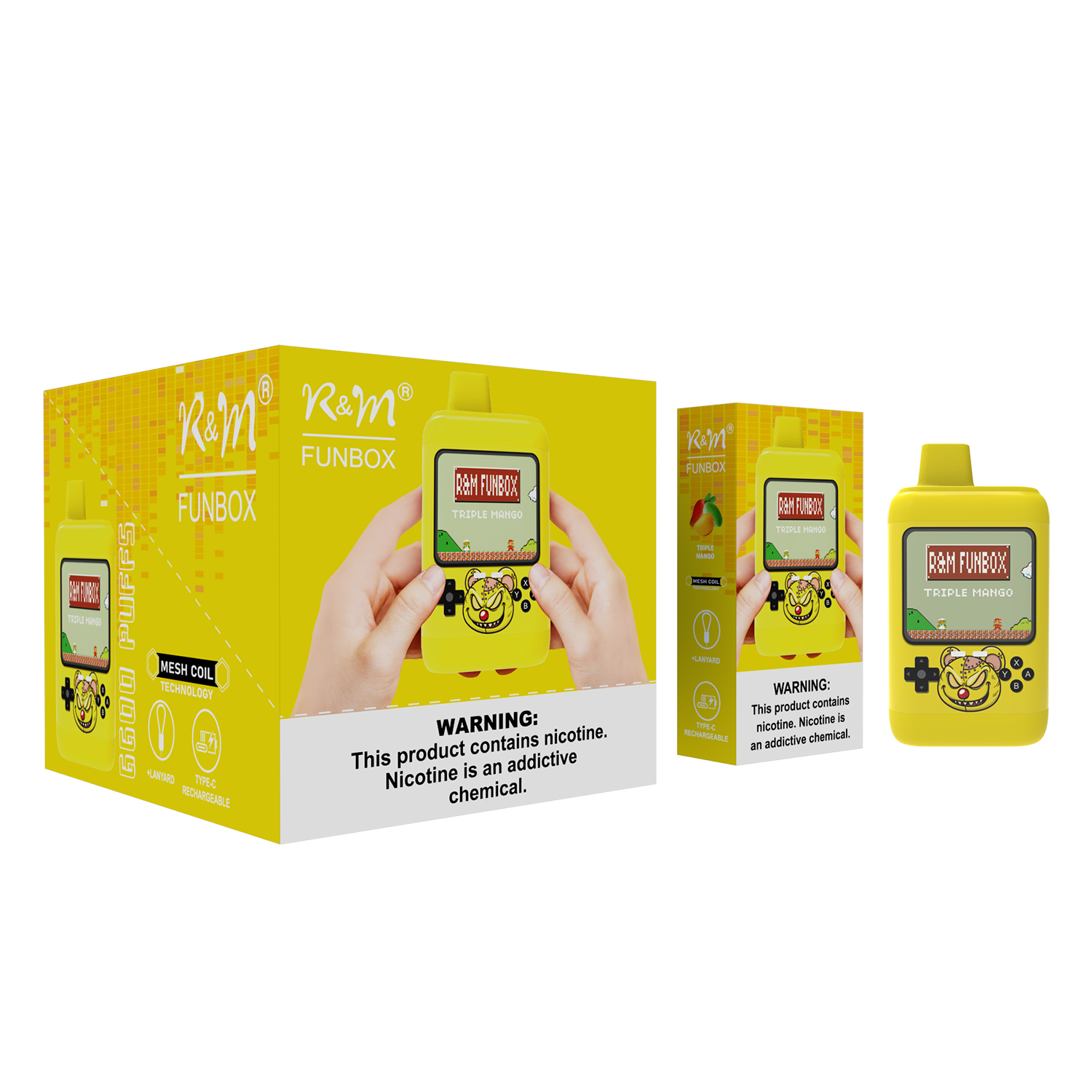 Boîte de forme d'origine Bobine de maille rechargeable 6600 Puffs R&M Funbox Vape Vape Electronic Cigarette
