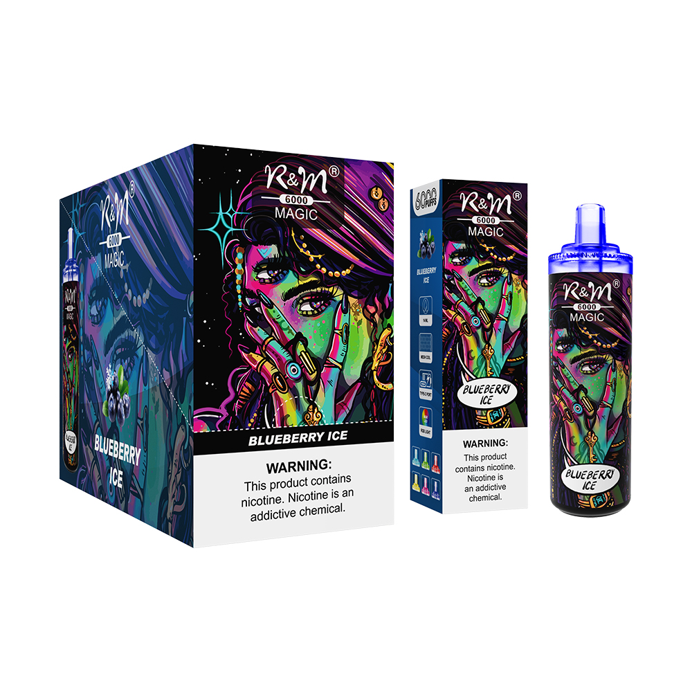 En gros seulement 6000puffs R&M Magic Type-C Robarage rechargeable Bobine RGB Glow Fruit Flavors Custom Brand Disposable Vape 